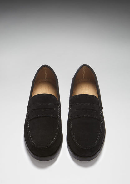 Hugs & Co Mens Boat Loafers Black Suede UK 7-14 - QHA UK