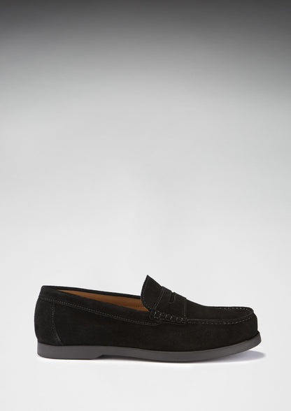 Hugs & Co Mens Boat Loafers Black Suede UK 7-14 - QHA UK