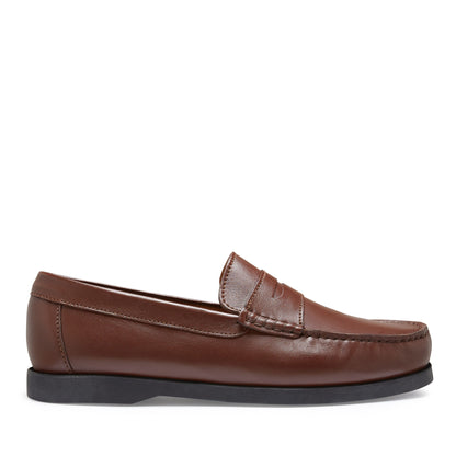 Hugs & Co Mens Boat Loafers Brown Leather UK 7-14 - QHA UK