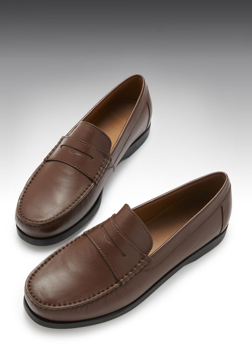 Hugs & Co Mens Boat Loafers Brown Leather UK 7-14 - QHA UK