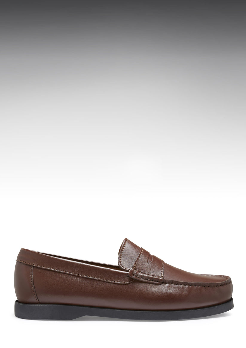 Hugs & Co Mens Boat Loafers Brown Leather UK 7-14 - QHA UK
