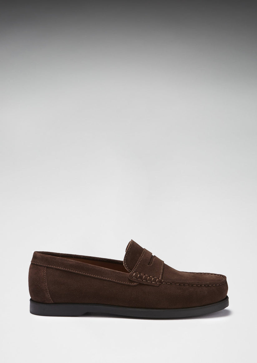 Hugs & Co Mens Boat Loafers Brown Suede UK 7-14 - QHA UK