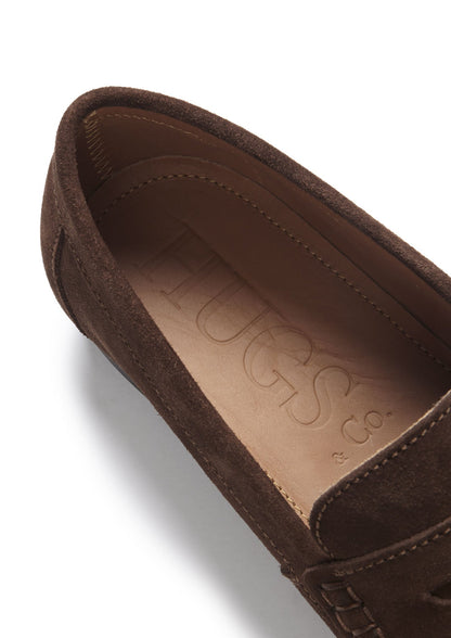 Hugs & Co Mens Boat Loafers Brown Suede UK 7-14 - QHA UK