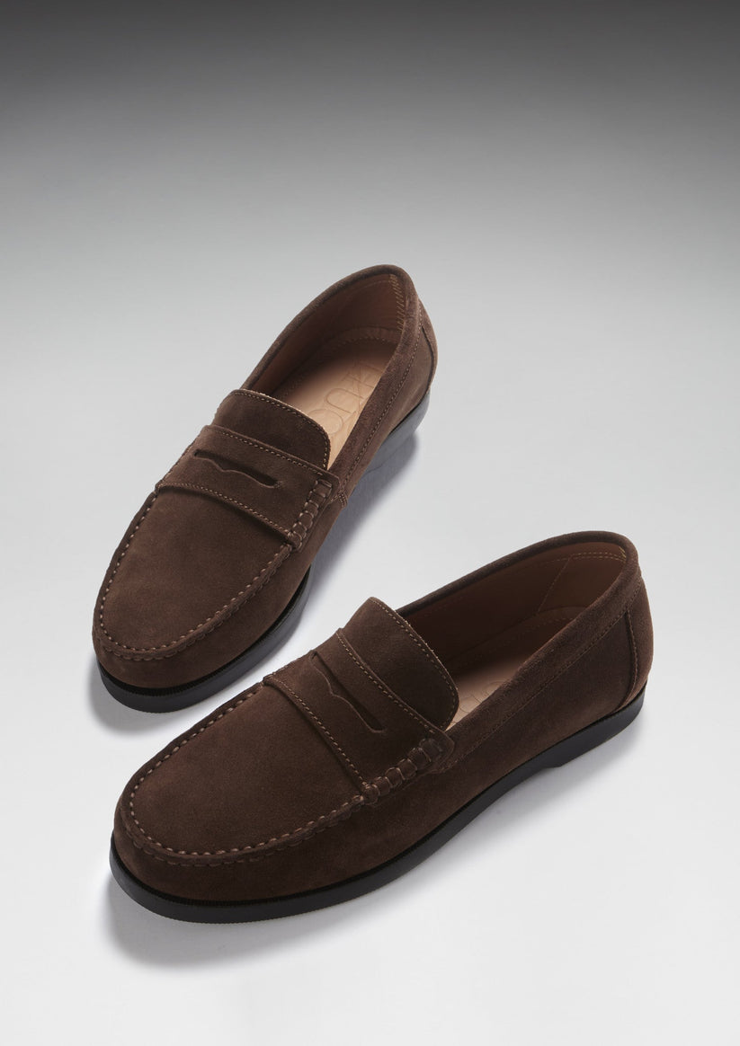 Hugs & Co Mens Boat Loafers Brown Suede UK 7-14 - QHA UK