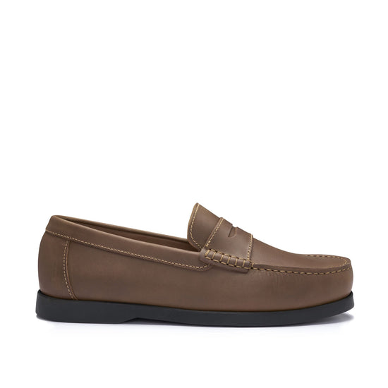 Hugs & Co Mens Boat Loafers Light Brown Leather UK 7-14 - QHA UK