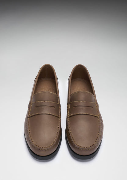 Hugs & Co Mens Boat Loafers Light Brown Leather UK 7-14 - QHA UK