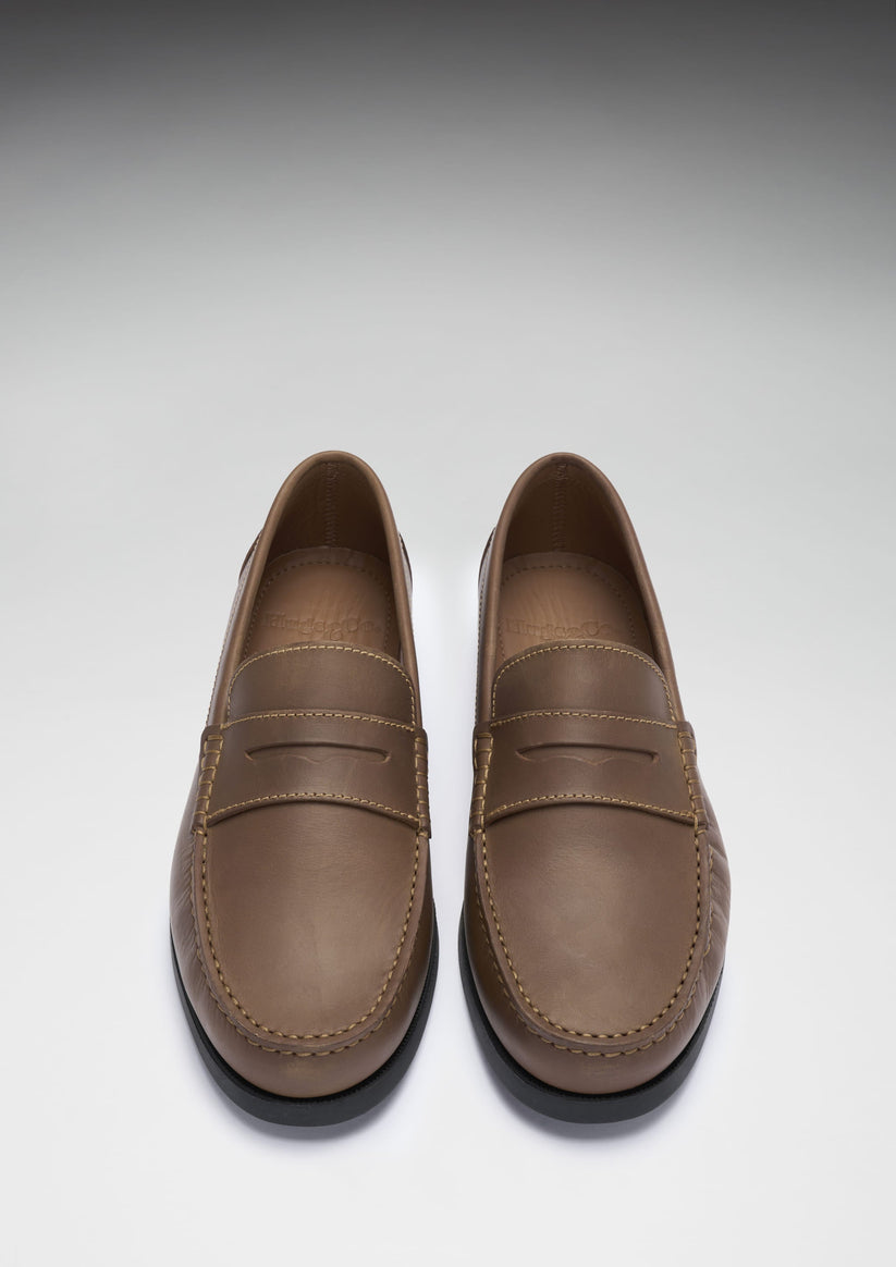 Hugs & Co Mens Boat Loafers Light Brown Leather UK 7-14 - QHA UK