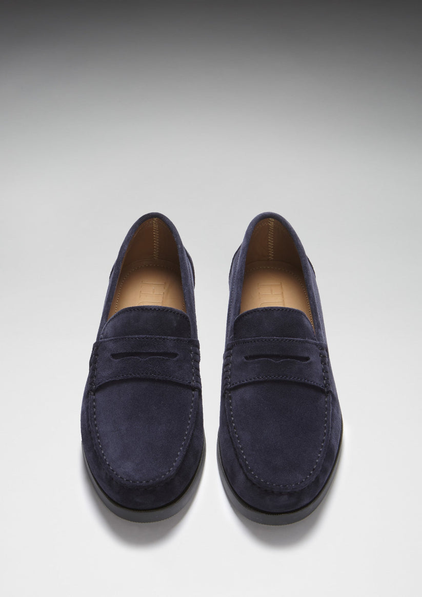 Hugs & Co Mens Boat Loafers Navy Blue Suede UK 7-14 - QHA UK