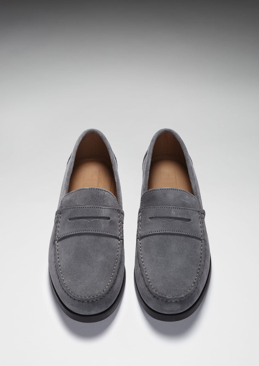 Hugs & Co Mens Boat Loafers Slate Grey Suede UK 7-14 - QHA UK