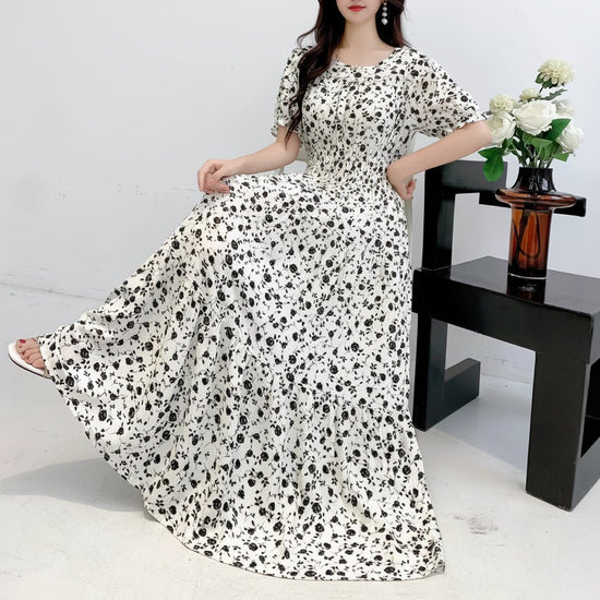 Womens Cotton Floral Boho Ankle Length Beach Dress One Size - QHA UK