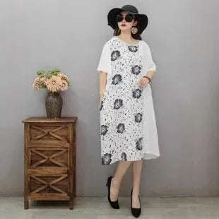 Womens Cotton Floral Boho Ankle Length Beach Dress One Size - QHA UK