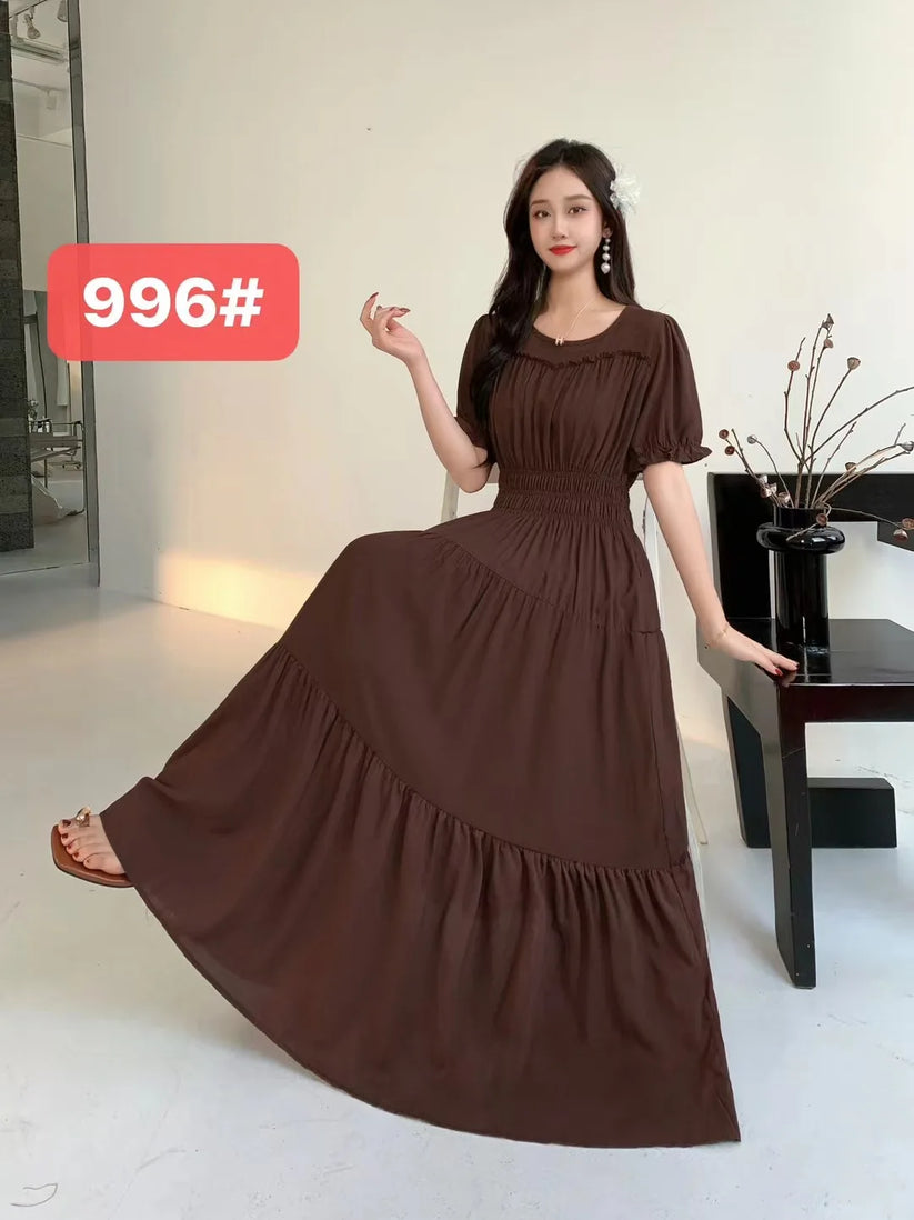 Womens Cotton Floral Boho Ankle Length Beach Dress One Size - QHA UK
