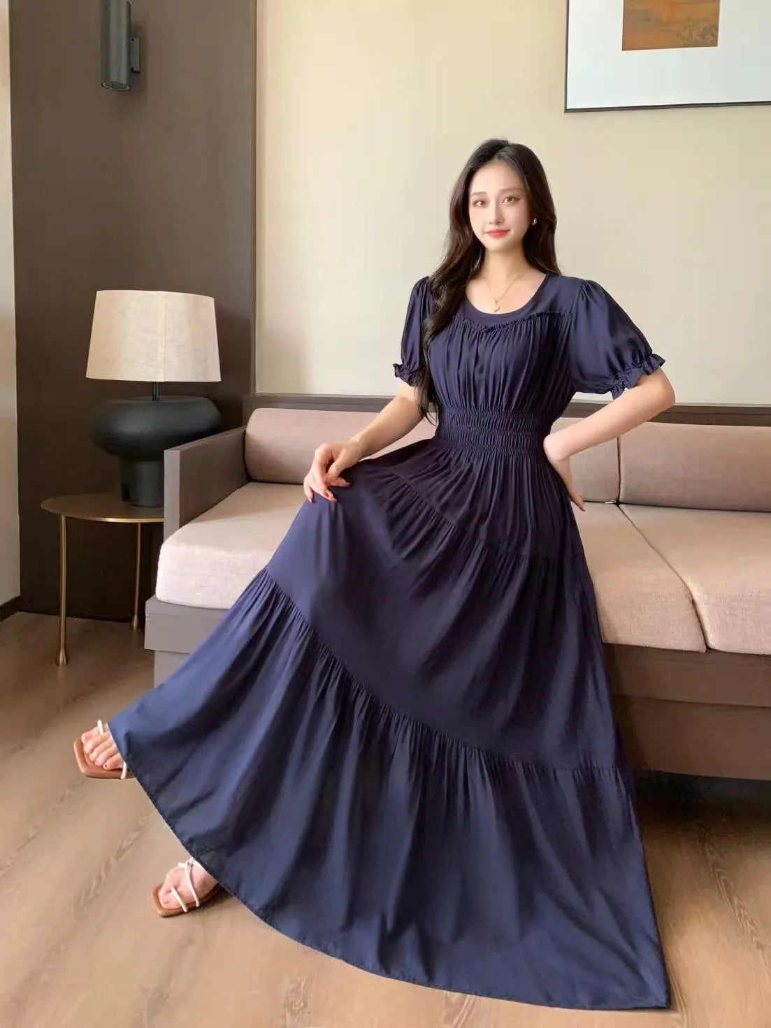 Womens Cotton Floral Boho Ankle Length Beach Dress One Size - QHA UK