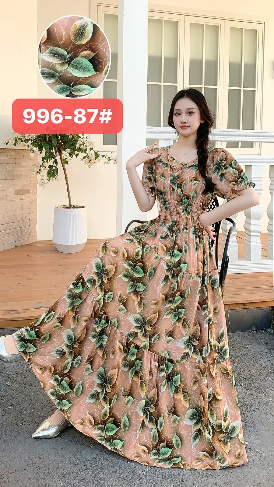 Womens Cotton Floral Boho Ankle Length Beach Dress One Size - QHA UK