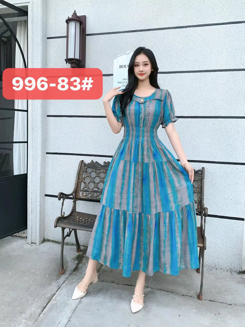 Womens Cotton Floral Boho Ankle Length Beach Dress One Size - QHA UK