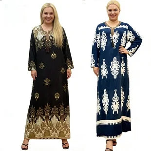 Womens Cotton Floral Boho Ankle Length Beach Dress One Size - QHA UK