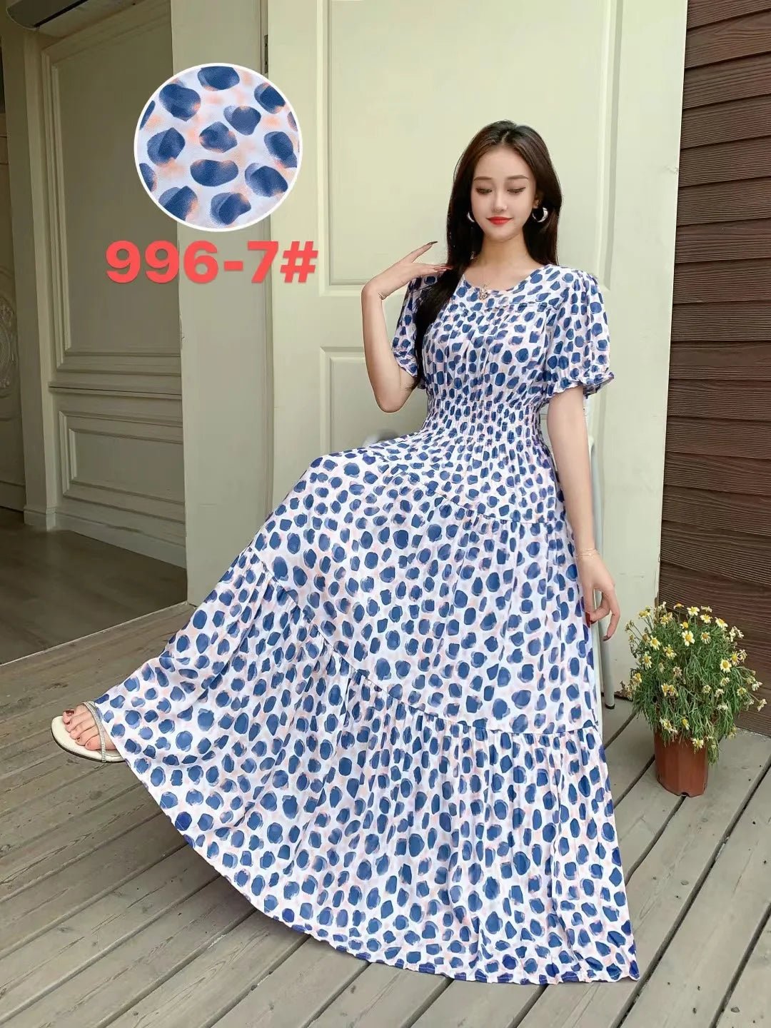 Womens Cotton Floral Boho Ankle Length Beach Dress One Size - QHA UK