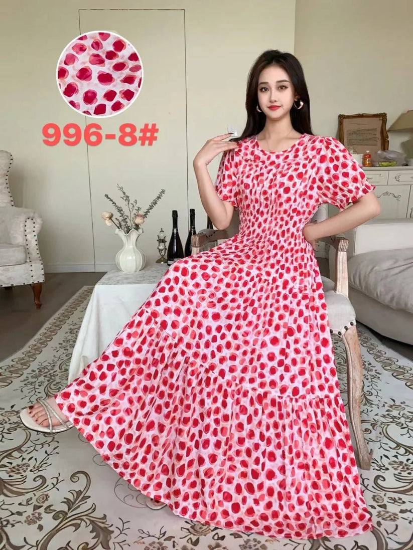 Womens Cotton Floral Boho Ankle Length Beach Dress One Size - QHA UK