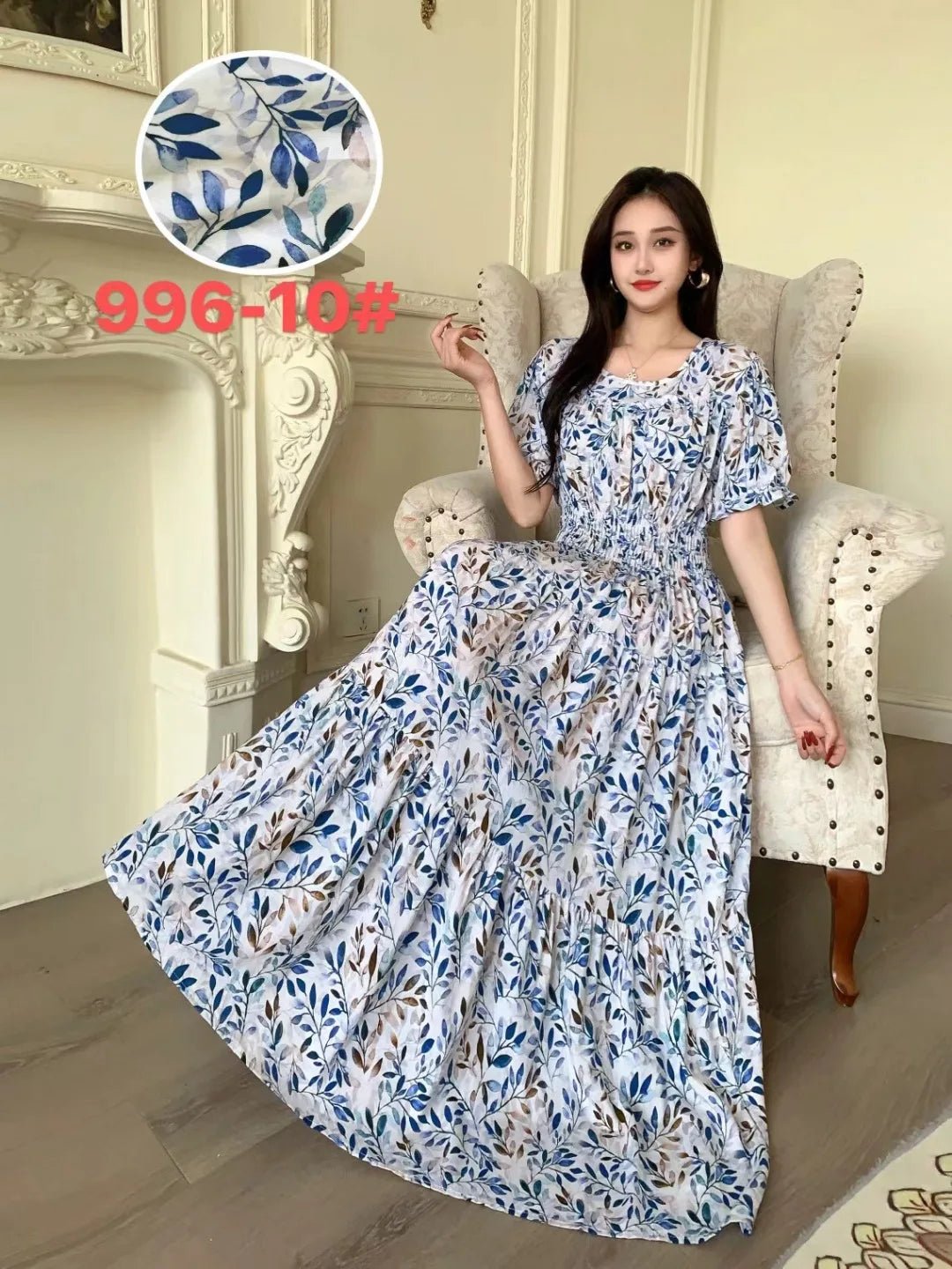 Womens Cotton Floral Boho Ankle Length Beach Dress One Size - QHA UK