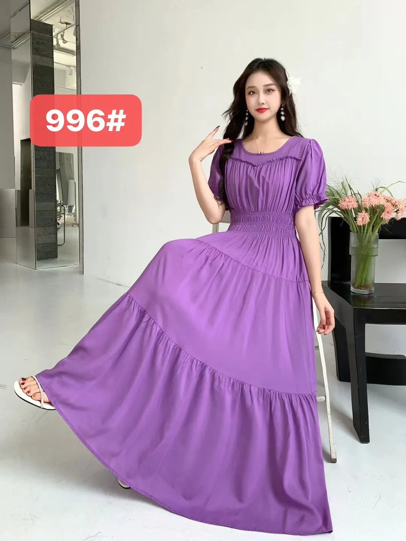 Womens Cotton Floral Boho Ankle Length Beach Dress One Size - QHA UK