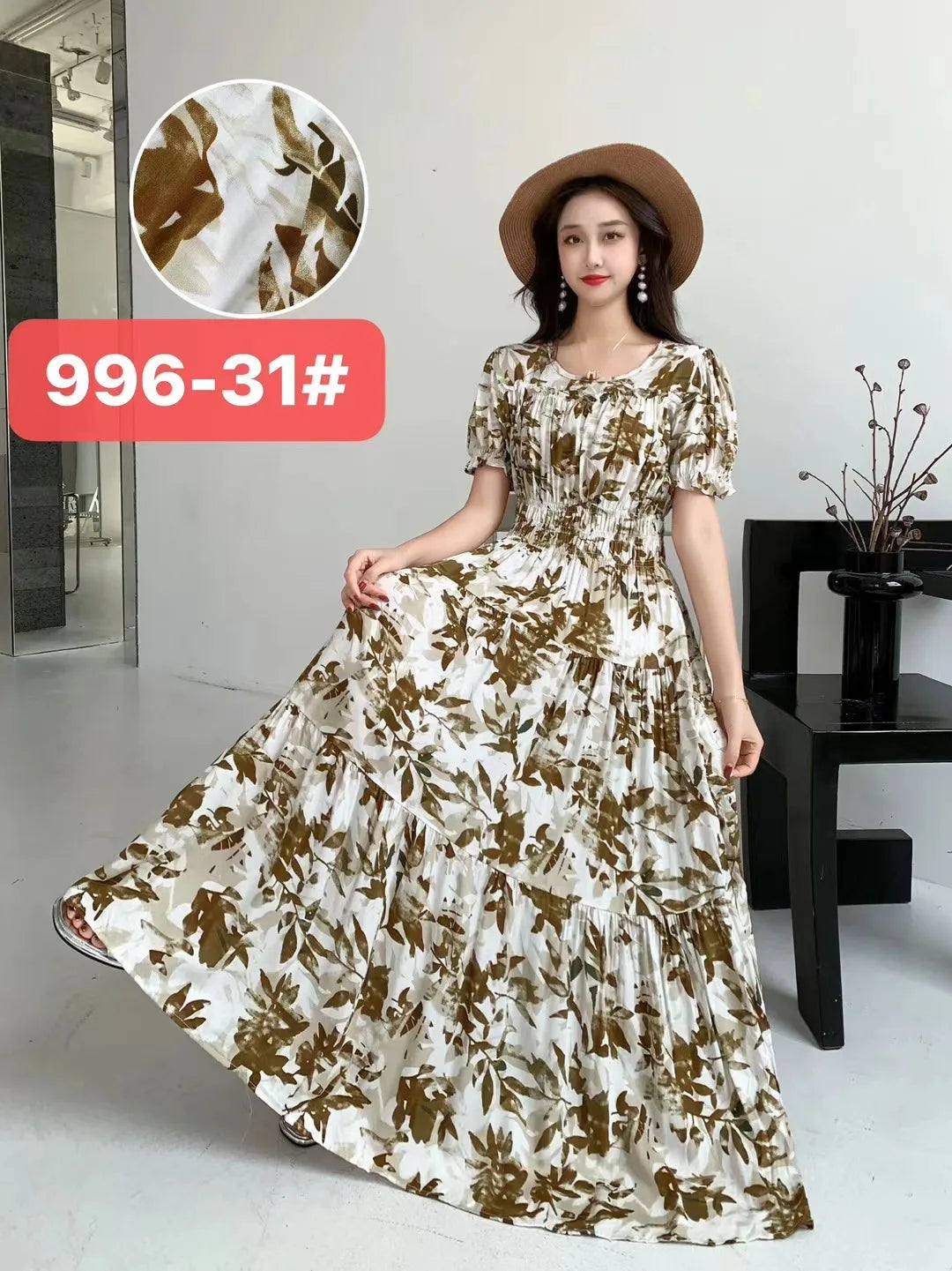 Womens Cotton Floral Boho Ankle Length Beach Dress One Size - QHA UK