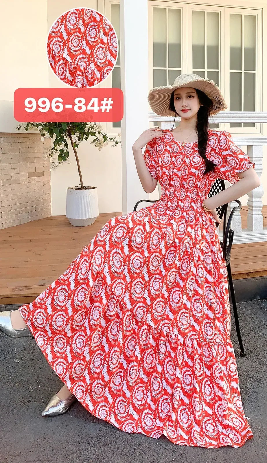 Womens Cotton Floral Boho Ankle Length Beach Dress One Size - QHA UK