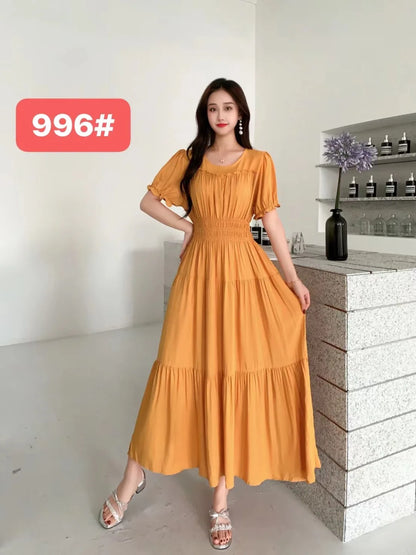 Womens Cotton Floral Boho Ankle Length Beach Dress One Size - QHA UK