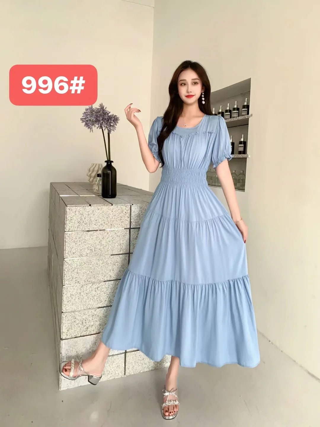 Womens Cotton Floral Boho Ankle Length Beach Dress One Size - QHA UK