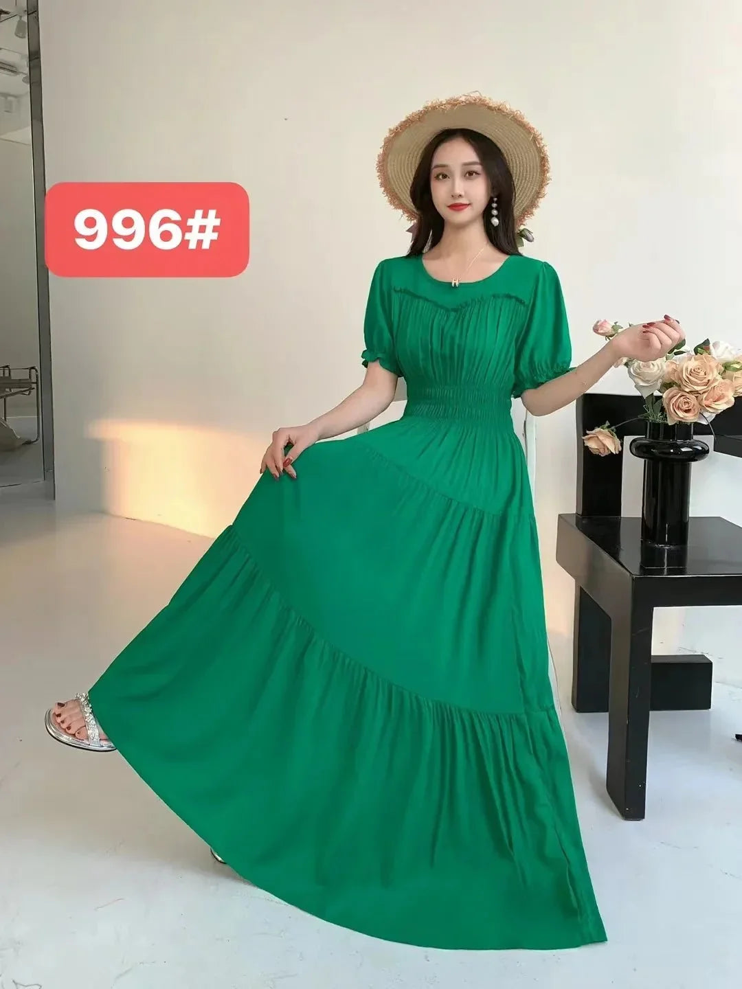 Womens Cotton Floral Boho Ankle Length Beach Dress One Size - QHA UK