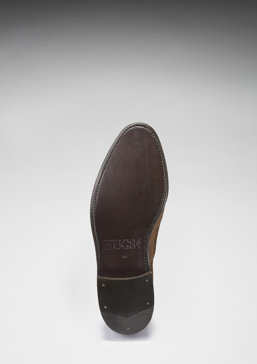Hugs & Co Mens Brown Suede Brogues Welted Leather Sole UK 7-14 - Sole Detail - QHA UK