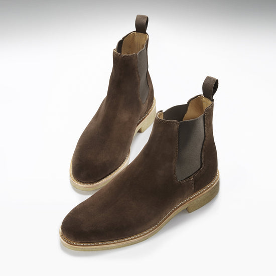 Hugs & Co Mens Brown Suede Chelsea Boots Crepe Rubber Welted UK 7-14 - QHA UK