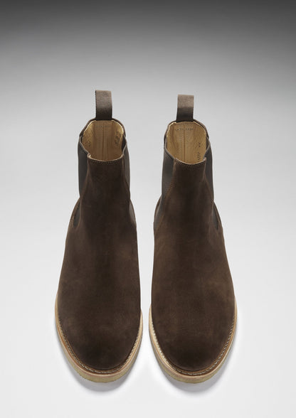 Hugs & Co Mens Brown Suede Chelsea Boots Crepe Rubber Welted UK 7-14 - QHA UK