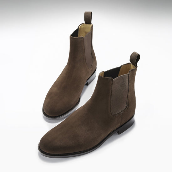 Hugs & Co Mens Brown Suede Chelsea Boots Welted Leather Sole UK 7-14 - Sole Detail - QHA UK