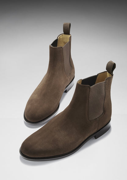 Hugs & Co Mens Brown Suede Chelsea Boots Welted Leather Sole UK 7-14 - Sole Detail - QHA UK