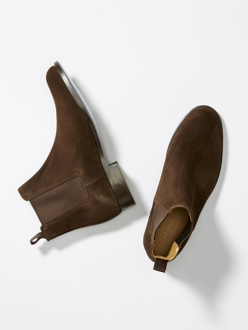 Hugs & Co Mens Brown Suede Chelsea Boots Welted Leather Sole UK 7-14 - Sole Detail - QHA UK
