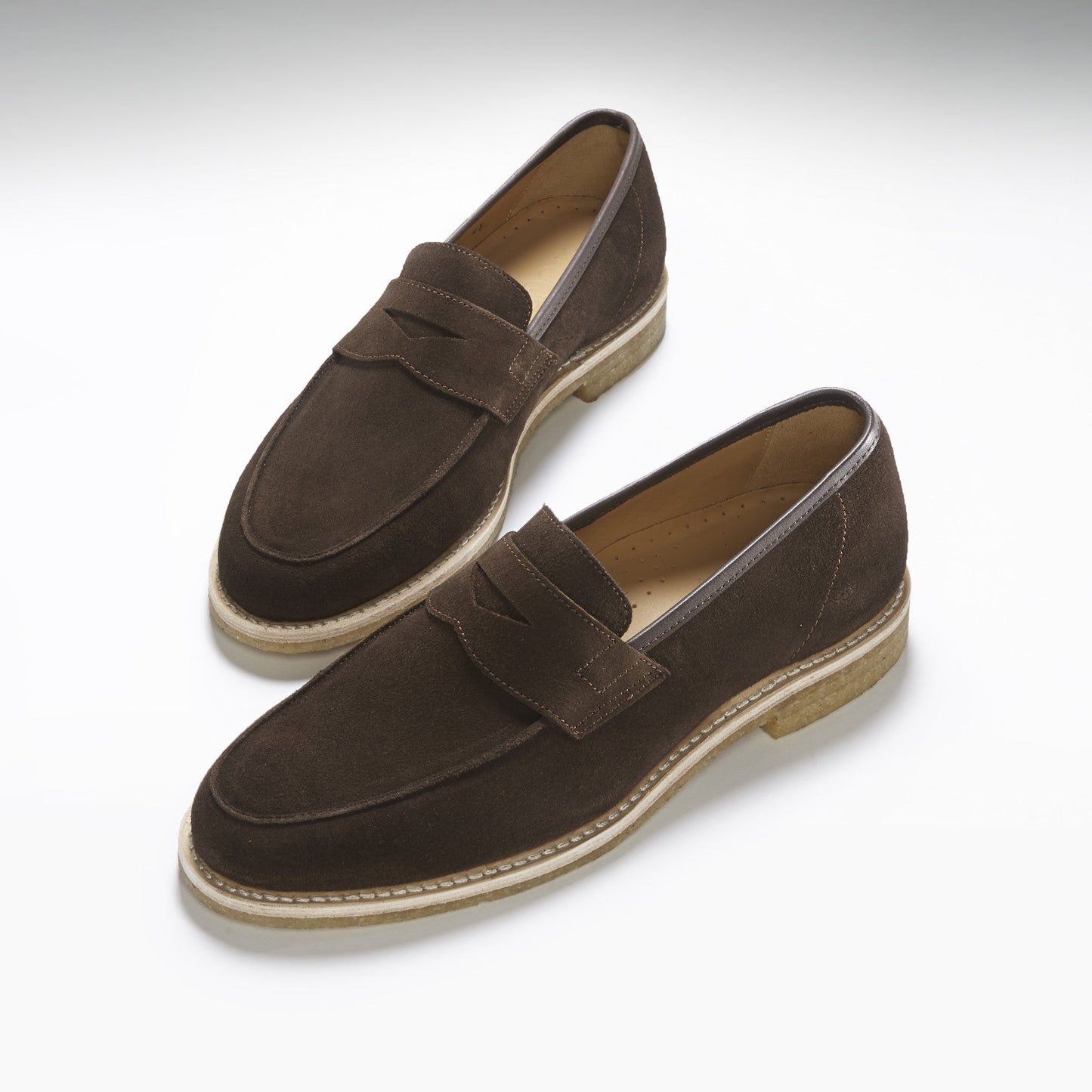 Hugs & Co Mens Brown Suede Loafers Crepe Rubber Welted Sole UK 7-14 - Sole Detail - QHA UK