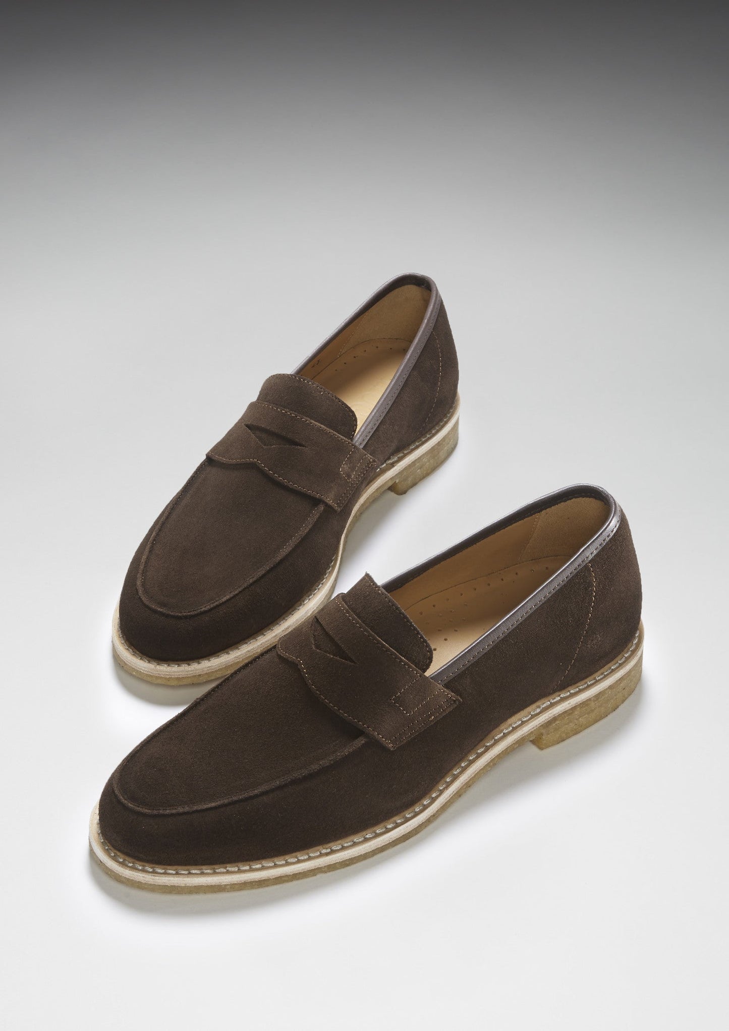 Hugs & Co Mens Brown Suede Loafers Crepe Rubber Welted Sole UK 7-14 - Sole Detail - QHA UK