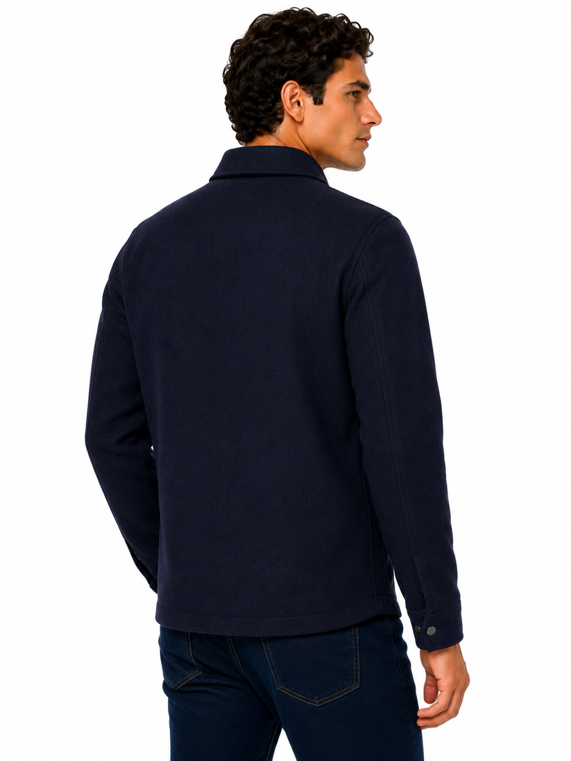 George Mens Brushed Winter Shacket Wool Look Overshirt Jacket Pockets - QHA UK