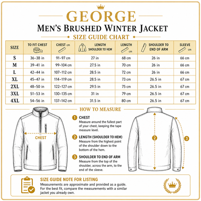 George Mens Brushed Winter Shacket Wool Look Overshirt Jacket Pockets - QHA UK