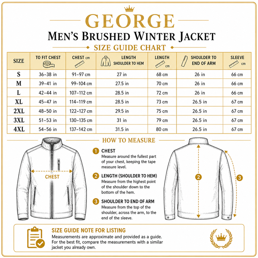 George Mens Brushed Winter Shacket Wool Look Overshirt Jacket Pockets - QHA UK