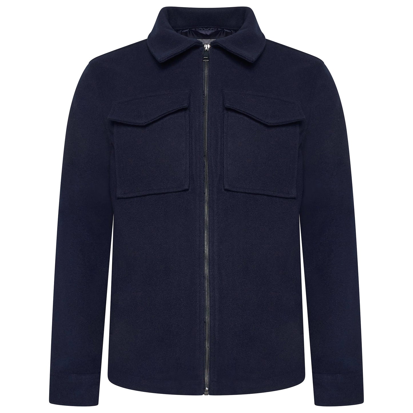 George Mens Brushed Winter Shacket Wool Look Overshirt Jacket Pockets - QHA UK