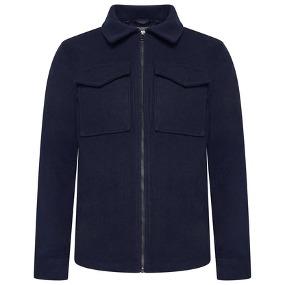 George Mens Brushed Winter Shacket Wool Look Overshirt Jacket Pockets - QHA UK