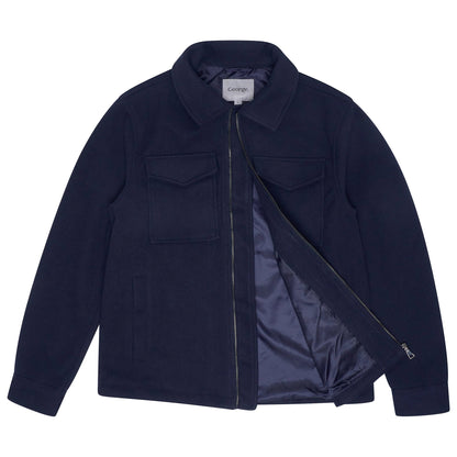 George Mens Brushed Winter Shacket Wool Look Overshirt Jacket Pockets - QHA UK