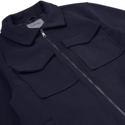 George Mens Brushed Winter Shacket Wool Look Overshirt Jacket Pockets - QHA UK