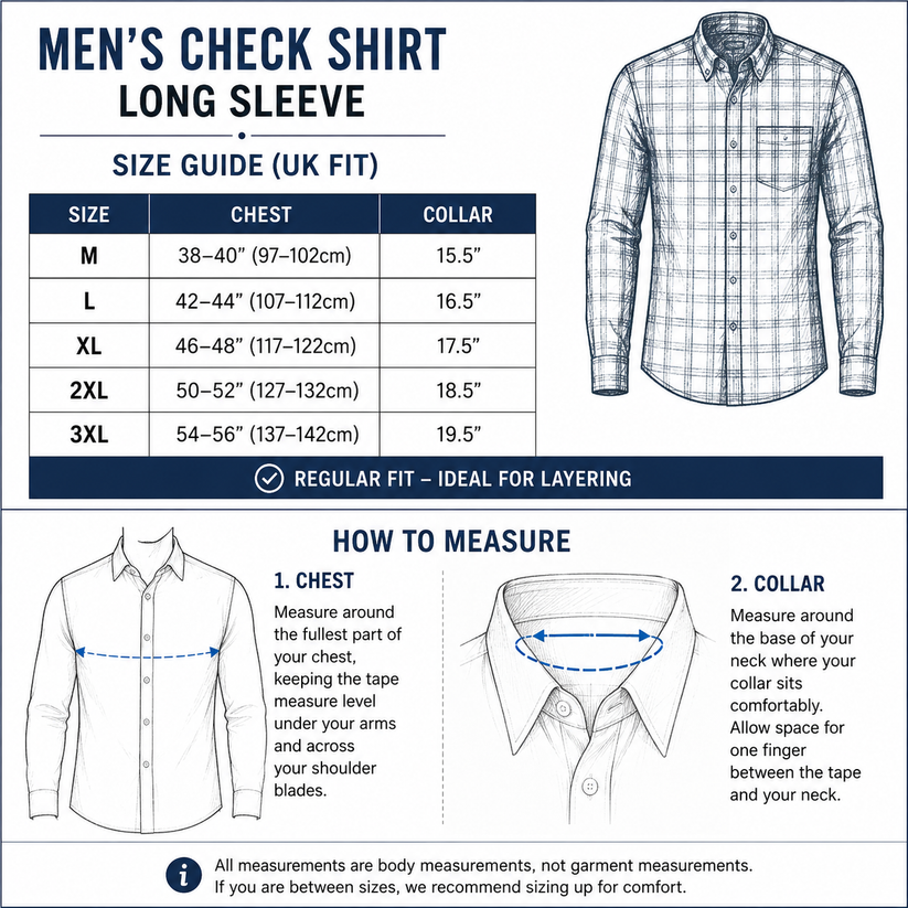 Mens Brushed Cotton Check Shirt Long Sleeve Button Casual Flannel Top - Sleeve Detail - QHA UK