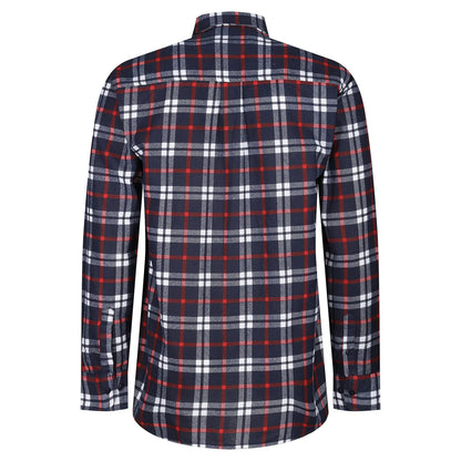Mens Brushed Cotton Check Shirt Long Sleeve Button Casual Flannel Top - Sleeve Detail - QHA UK