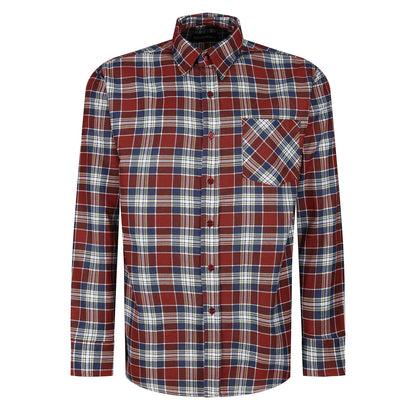 Mens Brushed Cotton Check Shirt Long Sleeve Button Casual Flannel Top - Pattern Detail - QHA UK