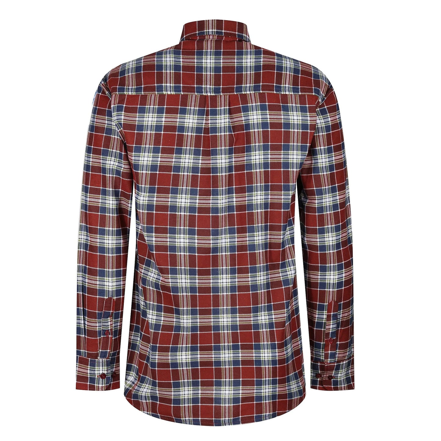 Mens Brushed Cotton Check Shirt Long Sleeve Button Casual Flannel Top - Sleeve Detail - QHA UK
