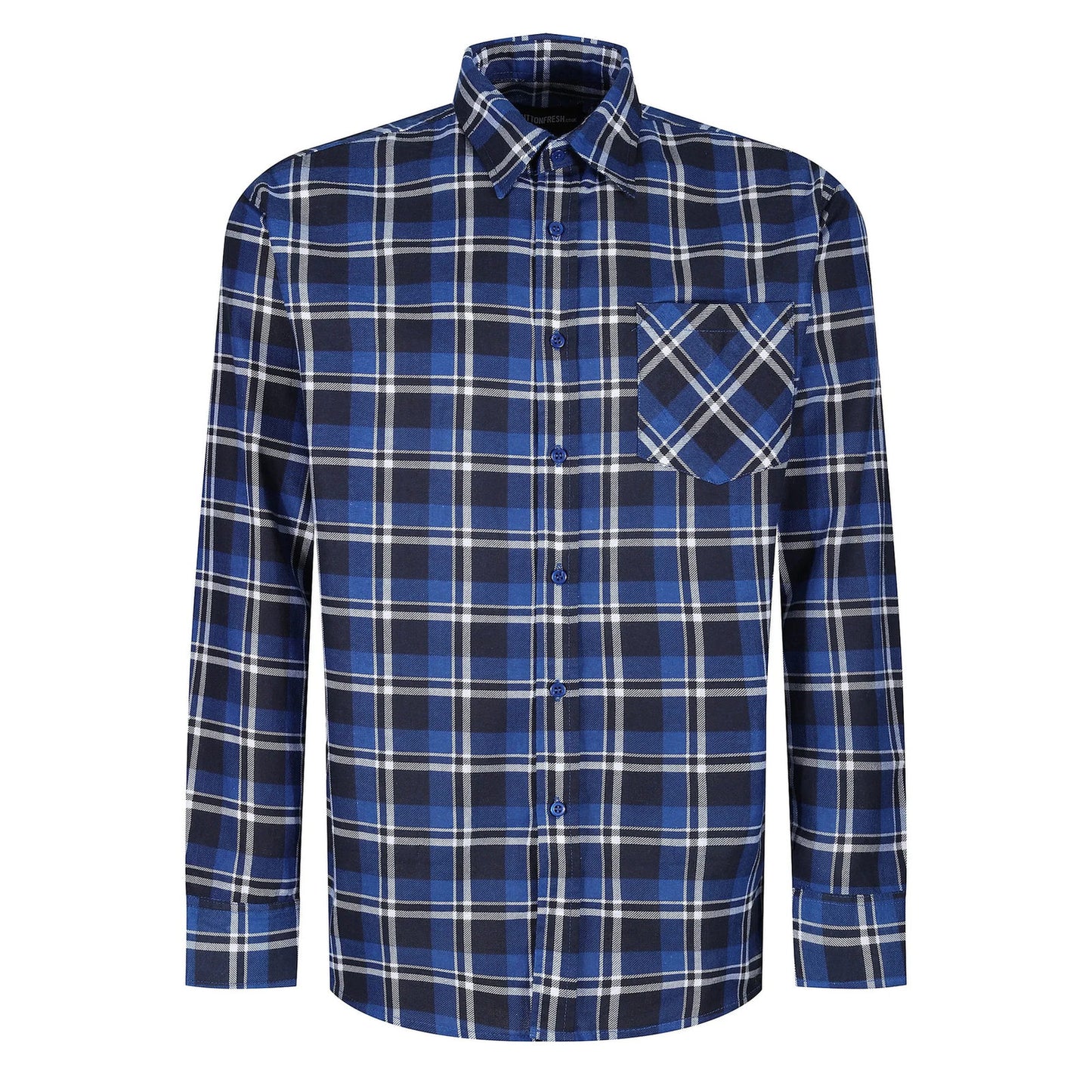 Mens Brushed Cotton Check Shirt Long Sleeve Button Casual Flannel Top - QHA UK
