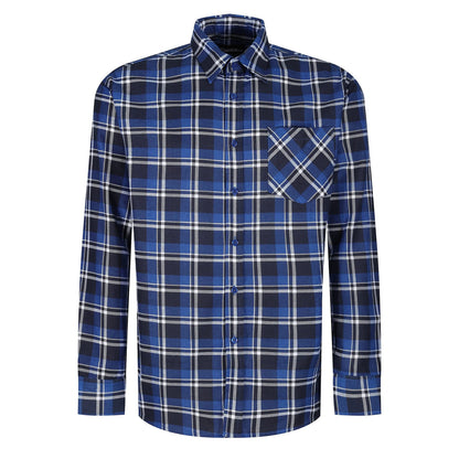 Mens Brushed Cotton Check Shirt Long Sleeve Button Casual Flannel Top - QHA UK